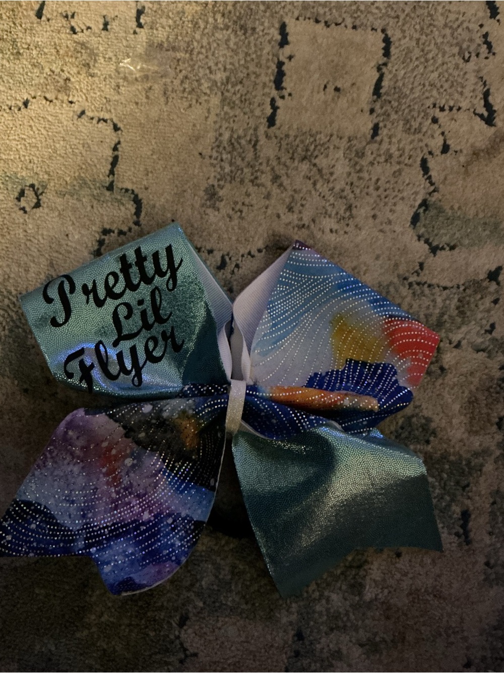 Pretty Lil Flyer Cheer Bow - Metallic Teal & Multicolor
